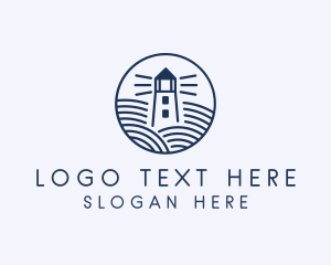 Light Tower - Ocean Waves Lighthouse logo design