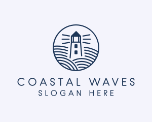 Ocean Waves Lighthouse logo design