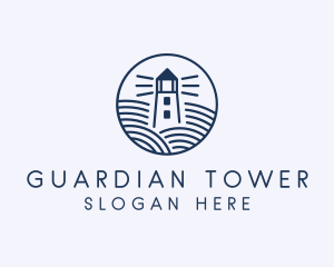 Ocean Waves Lighthouse logo design