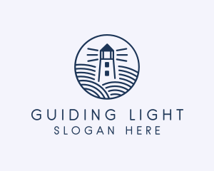 Ocean Waves Lighthouse logo design