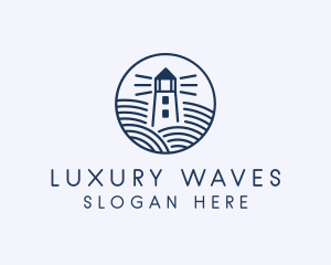 Ocean Waves Lighthouse logo design