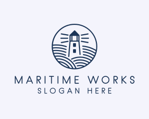 Ocean Waves Lighthouse logo design