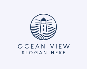 Ocean Waves Lighthouse logo design