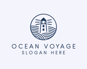 Ocean Waves Lighthouse logo design