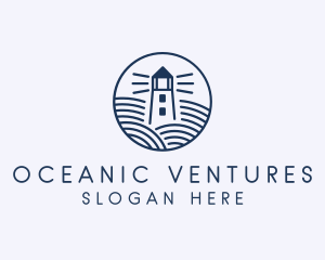 Ocean Waves Lighthouse logo design