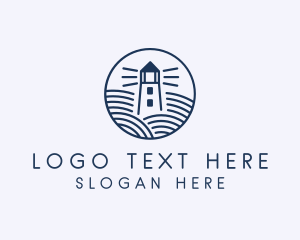 Beacon - Ocean Waves Lighthouse logo design