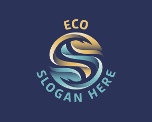 Eco Leaf Hands Letter S Logo