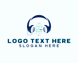 Recording - Sound Streaming Headphones logo design