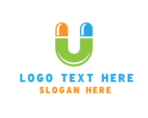 Heal - Medical Pill Letter U logo design