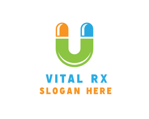 Prescription - Medical Pill Letter U logo design