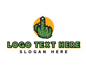 Handsign - Cactus Middle Finger logo design