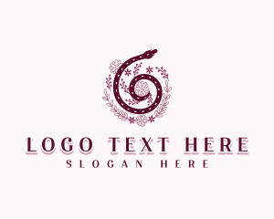 Snake - Floral Serpent Leaves logo design