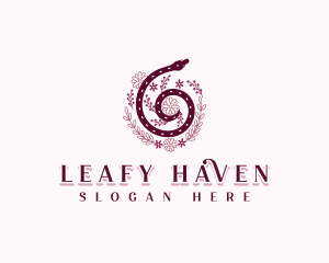 Floral Serpent Leaves logo design