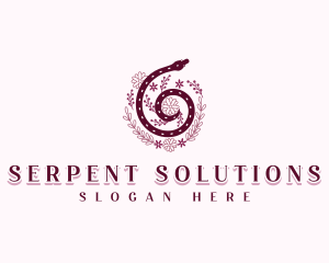 Floral Serpent Leaves logo design