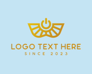 Golden - Winged Power Symbol logo design