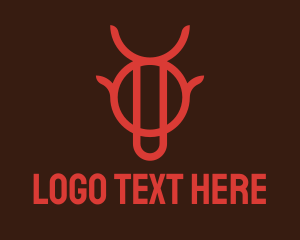 Ox - Red Minimalist Bull logo design