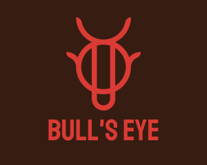 Red Minimalist Bull logo design