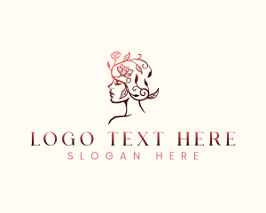 Girl - Woman Cosmetic Beauty Leaf logo design