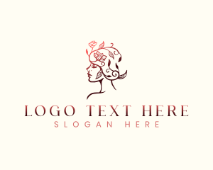 Skin Care - Woman Cosmetic Beauty Leaf logo design