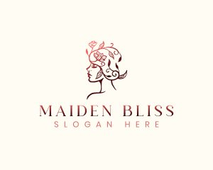 Woman Cosmetic Beauty Leaf  logo design