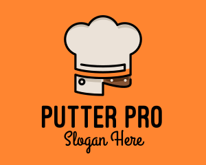 Chef Hat Chopping Knife logo design