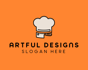 Chef Hat Chopping Knife logo design