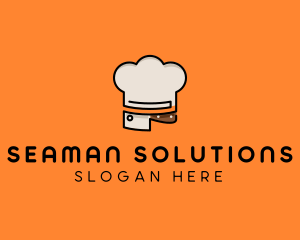 Chef Hat Chopping Knife logo design