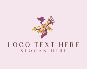 Map - Vietnam Yellow Mai Flower logo design