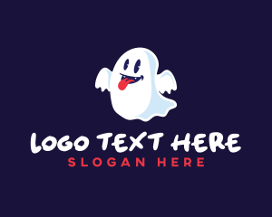 Pacman - Tongue Ghost Halloween logo design