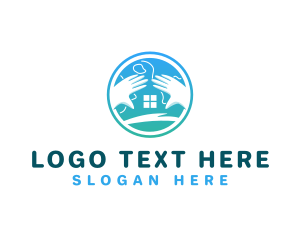 Shelter - Globe Hands Housing logo design