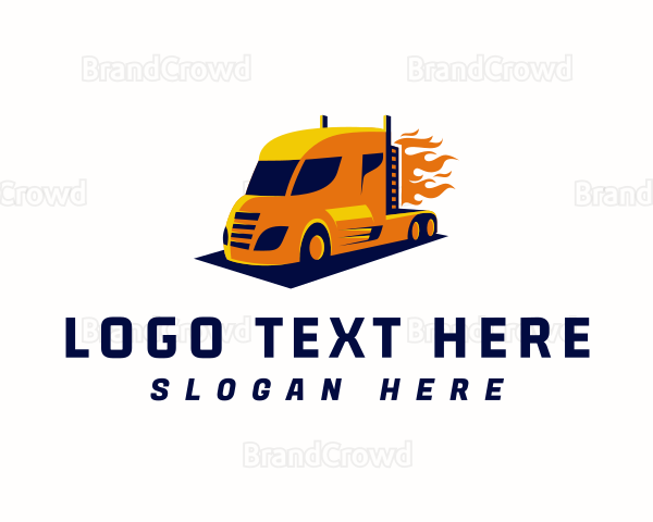 Flaming Transport Truck Logo