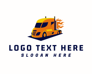 Cargo Truck - Flaming Transport Truck logo design