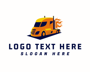 Transportation - Flaming Transport Truck logo design