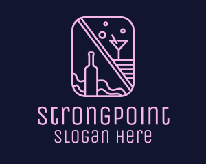 Monoline Neon Wine Pub Logo