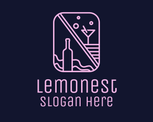 Glow - Monoline Neon Wine Pub logo design