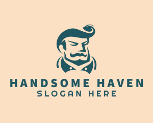 Handsome - Retro Barber Guy logo design