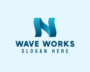 Wavy - Wavy Digital Letter N logo design