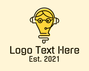 Telco - Customer Service Light Bulb logo design