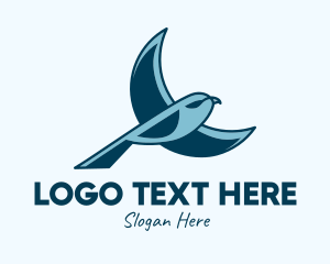 Sparrow - Blue Bird Flying logo design