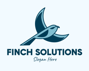 Finch - Blue Bird Flying logo design