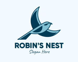 Robin - Blue Bird Flying logo design