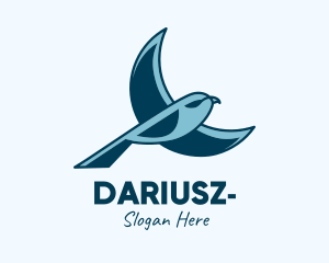 Sparrow - Blue Bird Flying logo design