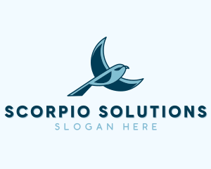 Blue Bird Flying logo design