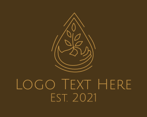 Essential Oil - Hand Plant Droplet logo design