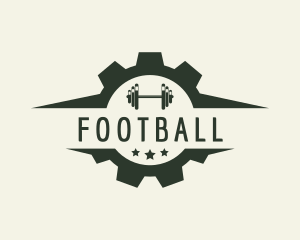 Training - Gym Cogwheel Barbell logo design