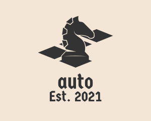 Chess Board - Horse Chess Piece logo design