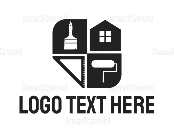 Construction House Paintbrush Logo