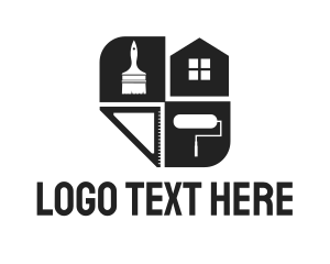 Housing - Construction House Paintbrush logo design