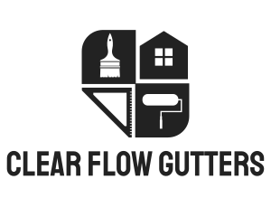 Gutter - Construction House Paintbrush logo design