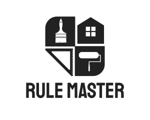 Ruler - Construction House Paintbrush logo design